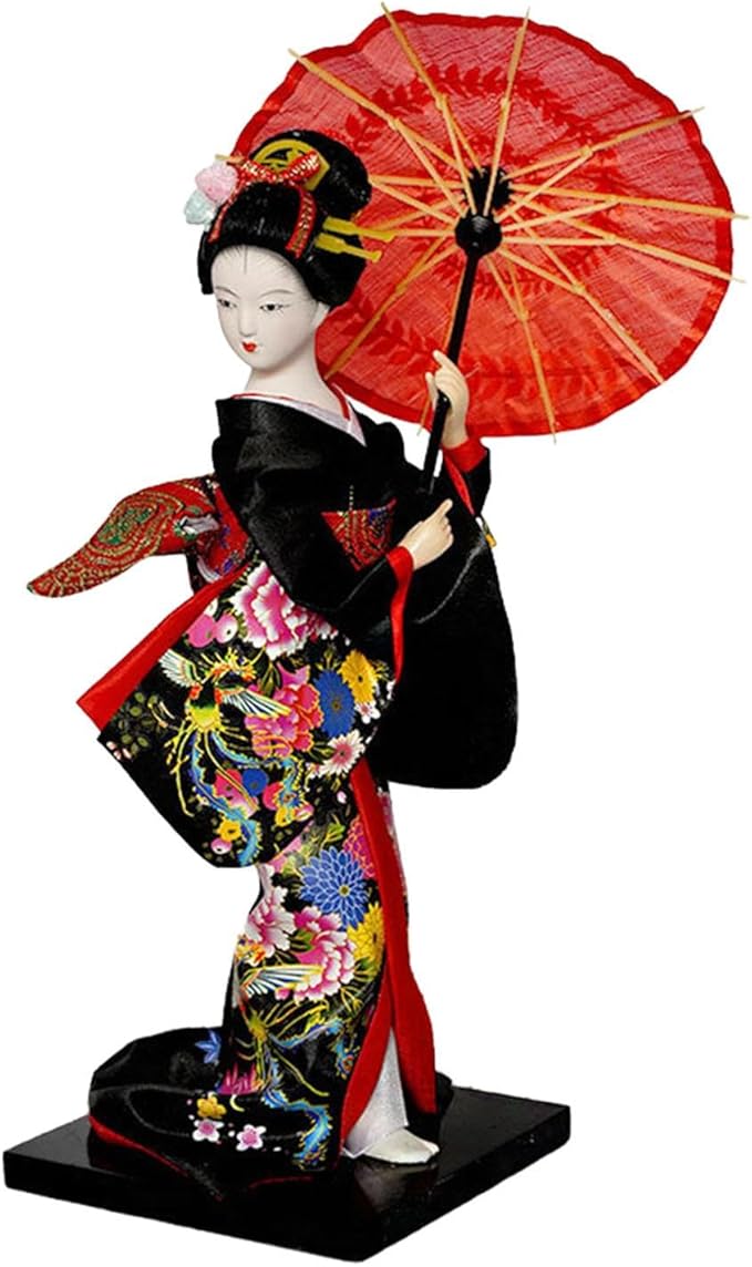 Japanese Geisha Kimono Doll Geisha Kimono Statue Asian Geisha Collectible Figurine 10 inch for Table Centerpieces,Living Room, 25 cm
