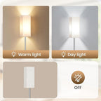 2Pack Floor Lamp, Pole with Foot Switch, Modern Standing Lamp Lamp, Minimalist Freestanding Lamp (Bulb Not Included), for Living Room, Bedroom Office ETL Listed, Silver and Beige SE07LDP205