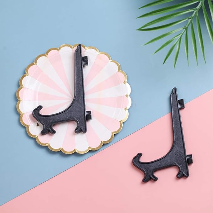 Artliving 6" Black 24pcs/Set Plastic Easels Plate Display Stands Picture Frame Stand Holder