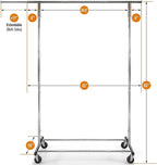 HOME IT Clothes Rack for Hanging Clothes - Heavy Duty Commercial Grade Chrome for Clothing, Garment Rack Adjustable, Collapsible, Expandable Clothing Rack, 200 LBS Capacity