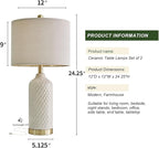 G-SAFAVA 24.25" Table Lamps Set of 2 Modern Ceramic Lamps for Living Room Bedside Lamp Gold for Night Stands Boho Bedroom Lamp Farmhouse Side End Table Lamps