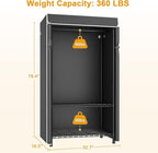 H5C Clothes Rack with Cover, Portable Closet for Hanging Clothes, Covered Clothing Racks Heavy Duty, Freestanding Garment Racks with Shelves Max Load 360LBS Black Closet Rack with Black Cover