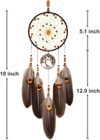 Urdeoms Tree of Life Crystal Dream Catchers for Boys Brown Boho Dream Catcher Wall Decor for Bedroom Adult Smoky Quartz Hanging Decor for Dorm Living Room(NO.10)