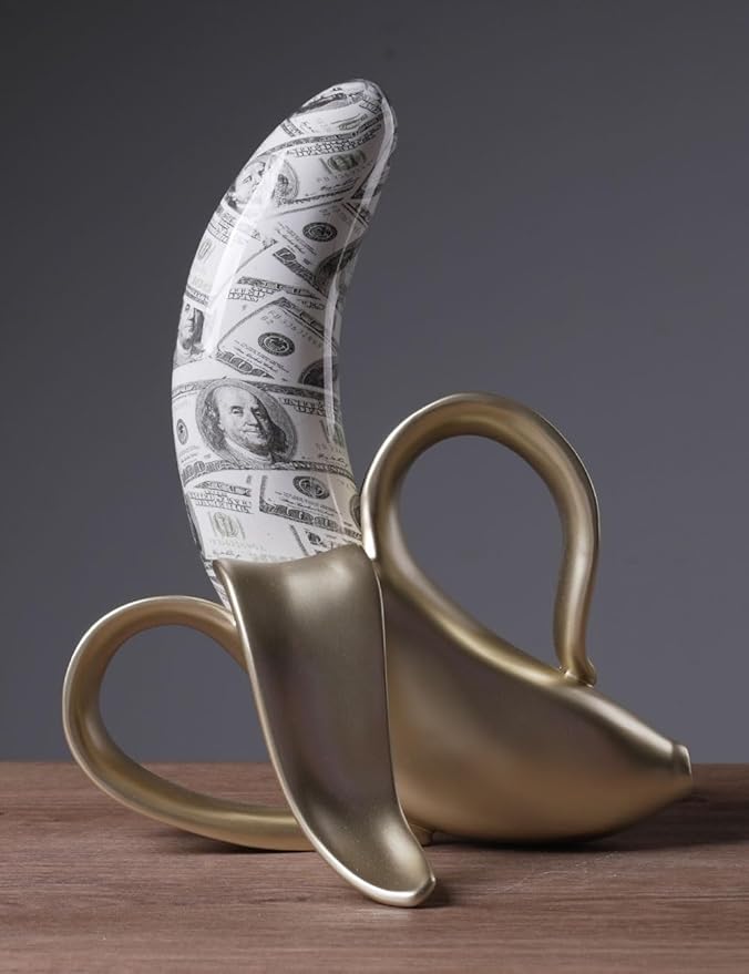 Banana Statue Abstract Sculpture Decor Modern Gift Table Centerpiece Figurine for Home Room Office Polyresin 13.4 Inch