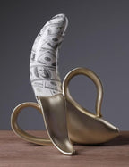 Banana Statue Abstract Sculpture Decor Modern Gift Table Centerpiece Figurine for Home Room Office Polyresin 13.4 Inch