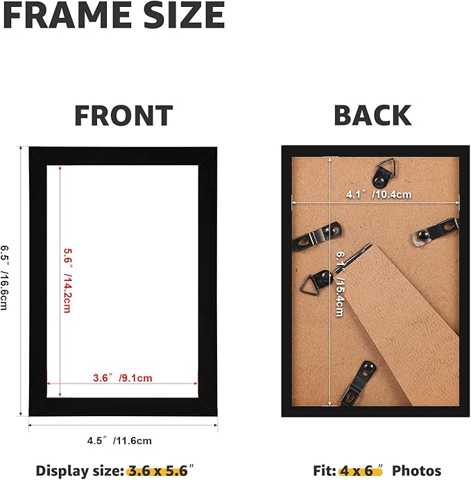 Giftgarden 4x6 Picture Frame Set of 18, Lightweight 4 by 6 Frames Bulk for Gallery Wall Photo Hanging and Tabletop Display, Black