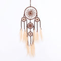 Pretty Jolly Pampas Grass Dream Catchers Wall Decor with Handmade Large Red Native Americans Witch Dreamcatcher with Wood Beads for Adults Bedroom Wedding Garden Bless Birthday Gift-5 Rings