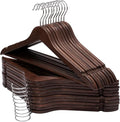 ELONG HOME Solid Wooden Hangers 20 Pack, Wood Suit Hangers with Extra Smooth Finish, Precisely Cut Notches and Chrome Swivel Hook, Wooden Clothes Hangers for Shirt Coat Jacket Dress