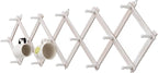 Rustic Wall Mounted Coat Rack with Space Saving Accordion Design, Expandable Wall Mount Coat Rack with 16 Wood Hooks, Modern Farmhouse Wall Décor for Living Room, Entryway(Shabby White)