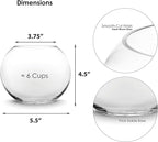 CYS EXCEL Glass Bubble Vase (H-4.5" W-5.5", Approx. 1/4 Gal.) Small Fish Bowl Round Terrarium Vase Globe Flower Centerpiece for Weddings Events Arrangements