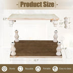 MAONAME Decorative Wooden Display Riser, Farmhouse Wood Pedestal Stand for Display, Rustic Wash White Tray Riser for Kitchen, Home Table Decor, Short and Tall Footed