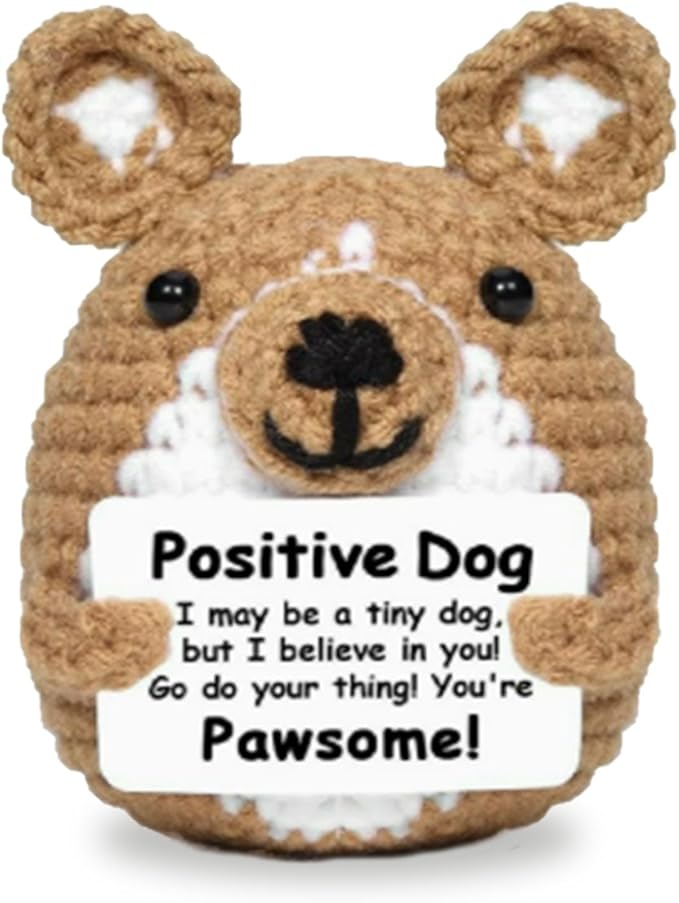 Funny Positive Dog, Inspirational Card Positive Life, Encouragement Christmas Birthday Gift for Women Men, Lucky Gift for Plush Birthday Party Decoration