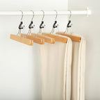 Amazon Basics Sturdy Wooden Pants Hangers - Natural, 10-Pack