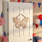 Valery Madelyn 4th of July Wreath, Patriotic Wreath for Front Door, Red White and Blue Butterfly Decor, Wooden Americana Sign for 4th of July Independence Day USA 250th Anniversary, 16 Inch