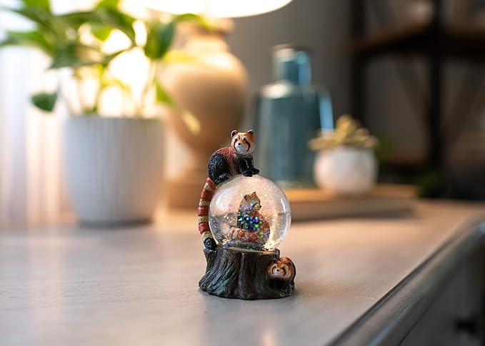Elanze Designs Red Panda Miniature 45MM Sturdy Polyresin Magical Whimsical Tabletop Dresser Nightstand Glitter Water Snow Globe Figurine Decoration