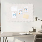 Foldable Decorative Scalloped Felt Bulletin Board 24 * 16 Inches for Wall, Alternative Photo Board Self-Adhesive Vision Board Decorative Pin Board for Wall (Light Camel)
