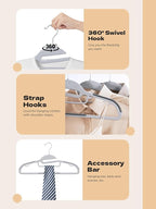 HOUSE DAY Grey Plastic Hangers 30 Pack, Slim Space Saving, Non Slip Clothes Hangers with Rubber Pads, Sturdy Heavy Duty Coat Hanger for Closet, S-Shaped Hanger for Shirt, Suit, Pant, Skirt