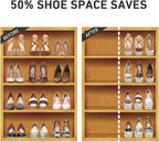 Shoe Slots Organizer 12 Pack - Shoe Stackers for a Pair of Shoes, shoe Storage Shoes Space Savers 50%, 4 Levels Adjustable Thickening Double Layer shoes Holders shoe Organizer for Closet, White