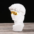 BRABUD Greek Mask David Man Bust Statue Resin White Gold Classic Roman Sculpture Modern Art Home Office Study Room Bookshelf Decor Collectible Gift TQGJBS342