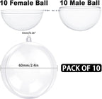 Jishi 10pk Clear Plastic Christmas Ornaments for Crafts Fillable DIY Christmas Ornaments Balls 60mm Acrylic Ornaments for Christmas Tree Decorations, Hanging Christmas Decorations Home Decor Supplies