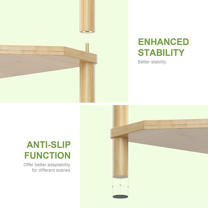 Wisuce Corner Shelf Stand - 4 Tier Bamboo Small Corner Bookshelf for Office Kitchen Bedroom Plant Stand Living Room Decor Small Space (Nature)