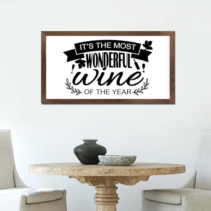 Scripture Verses 12x22in Hanging Wall Sign with Positive Saying Its the Most Wonderful Wine of the Year Vintage Style Apricot Frame Wooden Plaque for Cottage Bedroom Farmhouse Porch Wall Decor