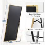 DUMOS 58"x19" Full Length Mirror, Full Body Mirror with Aluminum Alloy Thin Frame, Standing Mirrors with Leaning or Hanging, Suitable for Bedroom, Livingroom, Cloakroom, Gold