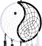 Yahpetes Dream Catcher 19.7" Feather Chandelier Ornaments Handmade Indian Wall Decoration Interior Rearview Pendant Charm Car Hanging with Feathers Beads (Black and White)