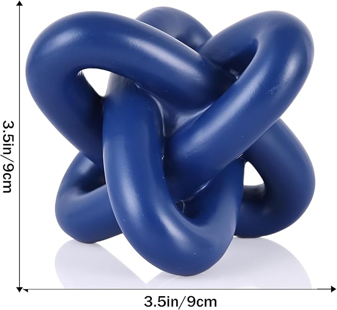 DOVDOV Blue Knot Sculpture, Three Knot Sculptures, Blue Home Decor Accents, Knot Sculptures for Rustic-Style Coffee Tables, Living Room Dining Tables, Entrance Hall Shelves, and Small Decorations.