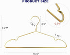 Amber Home 20 Pack Premium Matte Gold Aluminum Coat Hangers, 16.5” Extra Smooth & Durable Metal Shirt Dress Hanger, Light & Sturdy Metal Rack for Jacket Trouser Pant Slack