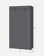 SONGMICS Portable Closet, Fabric Wardrobe, Clothes Rack with Shelves, Pockets, Large Capacity, 1 Hanging Rod, 34.6 x 17.7 x 66.1 Inches, Dove Gray URYG84GY