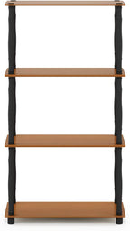 Furinno Turn-N-Tube 4-Tier Multipurpose Shelf Display Rack, Classic Tubes, Light Cherry/Black