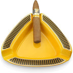 Cigar Ashtray Triangle- Large Rest Outdoor Cigars Ash tray for Patio/Outside/Indoor Ashtray (Yellow)