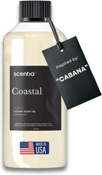 Scentia Hotel Diffuser Oil Inspired by 5-Star Hotel Scent - 500 ml 16.9 fl oz - Fragrance Oil Blend Jasmine, Bergamot Notes for Aromatherapy Diffusers and Humidifiers - Coastal, Thanksgiving Gift