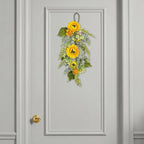 Spring Teardrop Swag for Front Door,Artificial Teardrop Swag,Spring Summer Front Door Teardrop Swag,Artificial Sunflower Swag,Artificial Floral Swag Wreath for Front Door Window(Yellow)