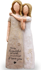 Mom Birthday Gifts from Daughter, Birthday Gifts for Mom from Daughter, Mother Daughter Gift, Mother of The Bride Gift, Sculpted Hand-Painted Figurine(Almond Rose Brown)