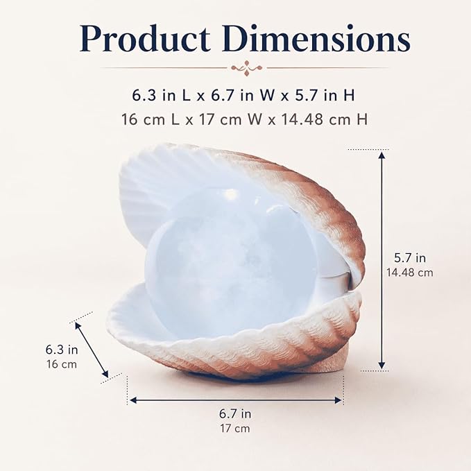 Seashell Pearl Night Light Ocean Sea Shell Snow Globe with Music and 6H Timer, USB & Battery Powered, Decorative Shell Night Light for Adult Kid Bedroom Living Room Coastal Decor Ideal Gift (Seashell)