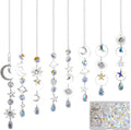 SUNNYCLUE 1 Box DIY 8 Sets Sun Moon Suncatcher Kit Sun Catcher Crystals Vintage Antique Silver Tibetan Style Faceted Ab Colors Rainbow Maker Suncatcher Kit for Birthday Summer Party Favors Gifts Adult