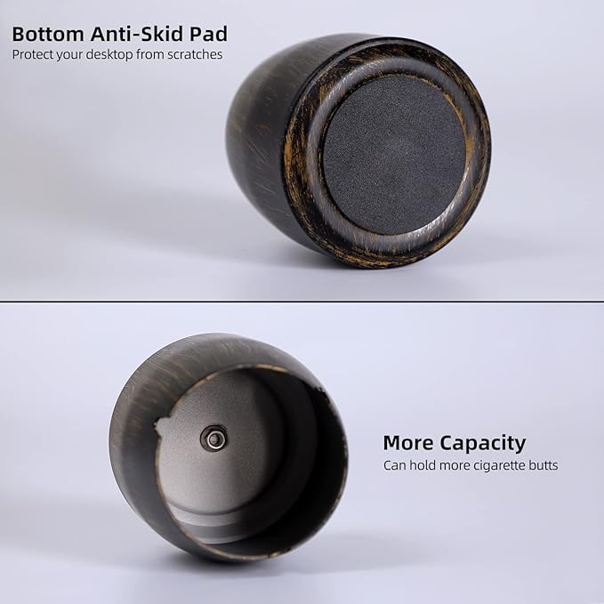 Ashtray with Lid for Cigarette, Stainless Steel Smokeless Odorless Windproof Ashtrays for Home Office Tabletop Outside Patio Outdoor Balcony(3.54''x2.8''x3.38'')