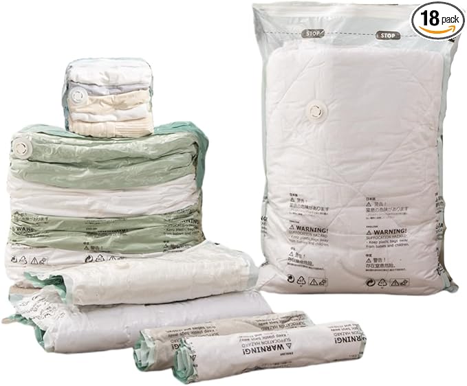 Vacuum Storage Bags for Clothing - NeatNest Mixed Set, Includes Roll-Up, Flat, Cube Bags in Multiple Sizes for Travel and Home, Vacuum or Hand Press, All-in-One Space Saver Kit for Clothes and Bedding