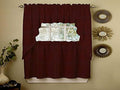 Sweet Home Collection Opaque Rib Cord Kitchen Curtains Pair, 36" Tier, Ribcord Wine