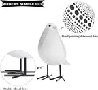 Quoowiit Bird Figurine, Modern Sculpture and Statues for Home Decor, Animal Statues for Bookshelf, Table, Entryway, Fireplace, Resin Decorative Sculpture with Chic Polka Dots Art Design (White)