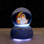 Astronaut Snow Globe Music Box, 80MM Musical Glitter Snow Globe with Color Changing LED Lights, Home Decor Birthday Gifts for Men Women Boys and Girls (Gold)
