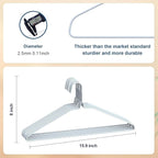 SPECILITE Wire Metal Clothes Hangers Bulk 50 Pack for Standard Size Suits, Coats, Shirts, Pants, Skirts, Space Saving, Non Slip,16 Inch 12 Gauge Ultra Thin, White