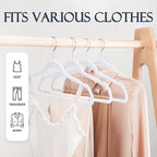 HOUSE DAY White Velvet Hangers 20 Pack, Non Slip Clothes Felt Hanger Heavy Duty for Coat, Premium Slim Space Saving Suit Hangers for Closet Organizer, 360° Rotating Silver Hook