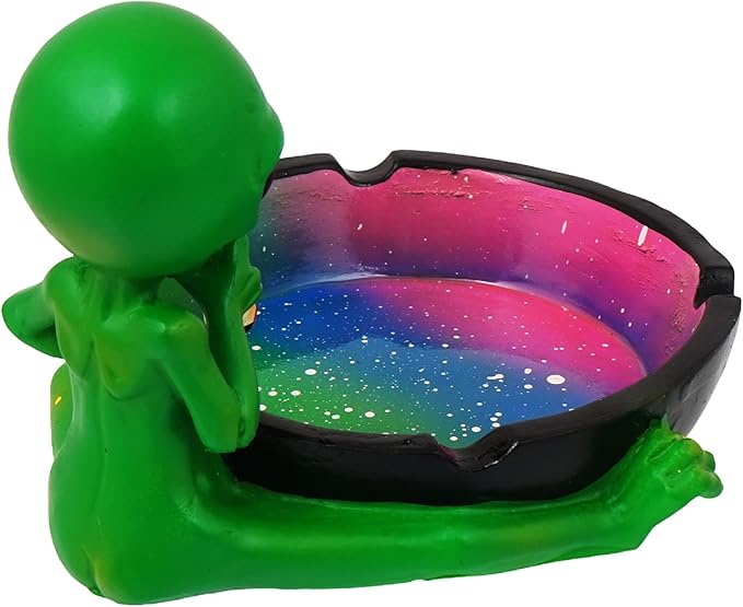 Fantasy Gifts, Ornament, Alien Smoking Ashtray, Home Décor, Multicolor, 4 inches