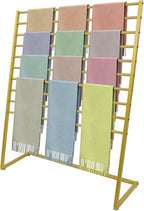Scarf Organizer, Metal Hijab Organizer, 10 Tier Scarf Holder Hanger for Multiple Scarves, Freestanding Hijab Stand Belt Pants Hanging Rack for Home, Commercial, Clothing Store (Gold, 120cm)