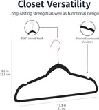 Amazon Basics Slim Velvet Non-Slip Space Saving Suit Clothes Hangers for Closet Organization, Black/Rose Gold, 50-Pack