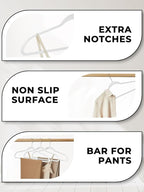 SMARTOR Plastic Hangers 50 Pack - Thin Clothes Hangers Heavy Duty | Durable | Lightweight | Space Saving | Slim | Flexible - Dorm Room Essentials for College Students - White