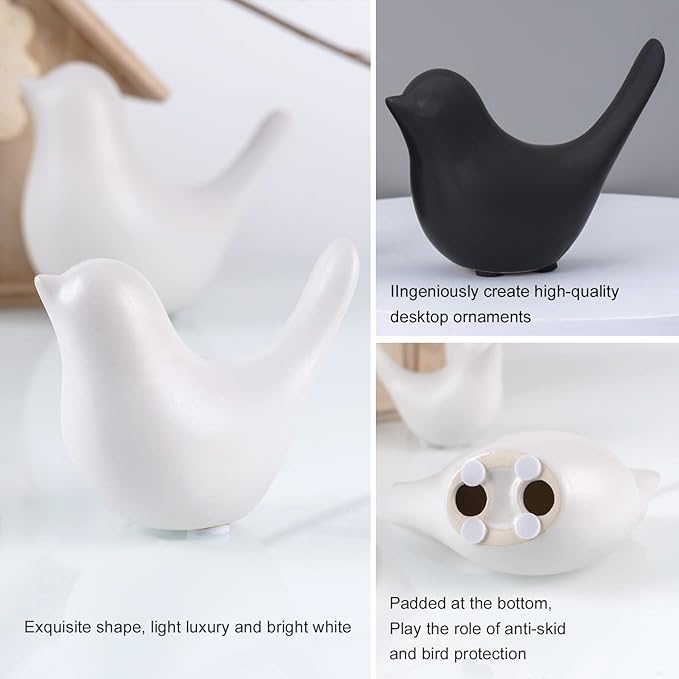 Notakia Small Birds Statues Black Modern Farmhouse Decor Deals, Farmhouse Decor for Kitchen Counter, Bathroom Shelf, Living Room, Office Sculpture, Knick Knacks for Shelves